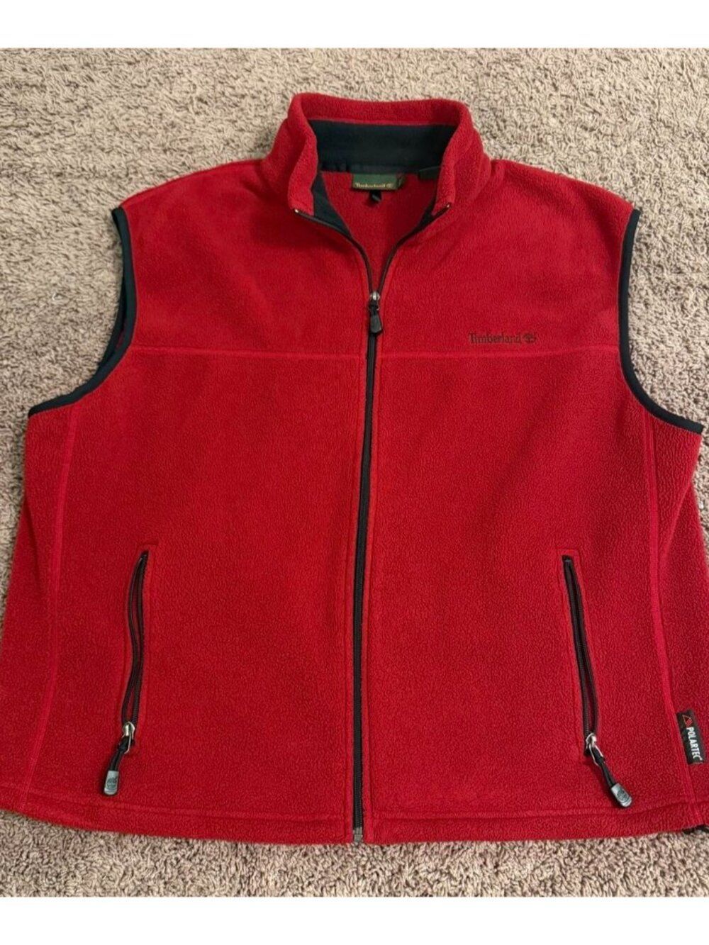 Vintage Timberland Red Polartec Fleece Vest Size XXL